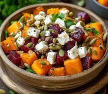Салат с печеной тыквой и брынзой