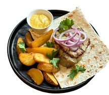 Стейк из корейки с картофельными дольками 