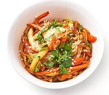 Wok с тигровыми креветками