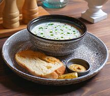 Окрошка с курицей из дровяной печи