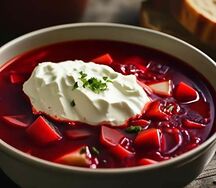 Горячий борщ со сметаной