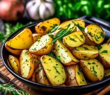 Картофель по-деревенски с чесноком и зеленью