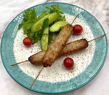 Люля Кебаб из курицы с картофелем и молосольными огурчиками