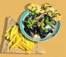 Мидии в сырно-сливочном соусе