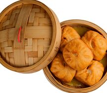 Манты жареные с джусаем и мясом