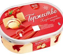 Мороженое Торжество клубничный чизкейк контейнер