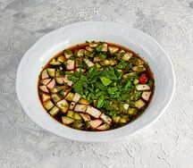 Окрошка на квасе с цыпленком