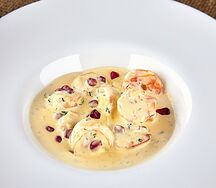 Креветки, жаренные в соусе