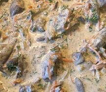Печень куриная в сливочном соусе