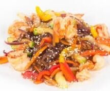 Wok харусамэ с креветками