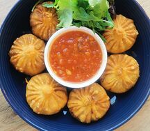 Манты жареные мясо-тыква