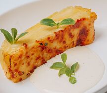 Гратен из картофеля с муссом из пармезана