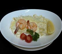 Паста сливочная с тигровыми креветками