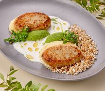 Рыбные котлеты с кремом из брокколи