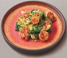 Салат с креветками и заправкой васаби винегрет