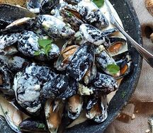 Мидии голубые в соусе блю чиз