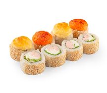 Запеченный ролл Норвежский в кунжуте с лососем