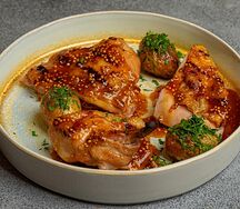Цыпленок - мини картофель - горчичный соус