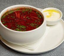 Борщ с говядиной конфи