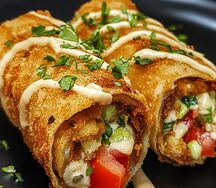 Жареная шаурма с курицей Цезарь