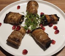 Рулетики из баклажана с грецким орехом