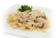 Фетучини с курицей и грибами