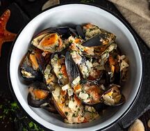 Мидии в сливочном соусе