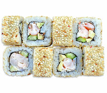 Ролл Калифорния с креветкой в кунжуте