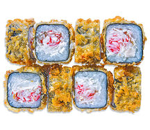 Теплый темпура ролл с крабом 8 шт