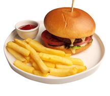 Биг бургер с джем-беконом и картофелем фри