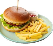 Биг бургер куриный с картофелем фри