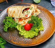 Лаваш, запечённый с зеленью и сыром