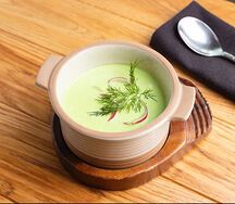 Окрошка на мацони с рапанами