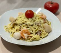 Спагетти с креветками