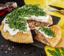 Пирог с говядиной и свининой