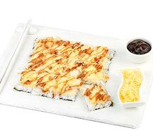 Суши-пицца с лососем терияки