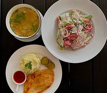 Бизнес ланч с куриной отбивной