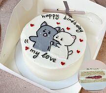 Бенто-торт Ваниль-клубника Котята happy birthday my love
