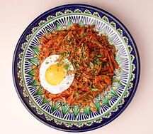 Уйгурский жареный лагман с курицей