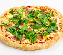 Римская пицца с ветчиной и рукколой