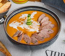 Гороховый крем суп с колбасками