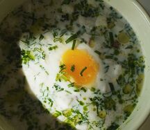 Окрошка на кефире с телятиной