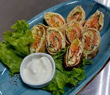 Блины с семгой и сливочным сыром