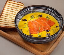 Овощной суп с форелью