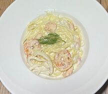 Спагетти с морепродуктами в сливочном соусе