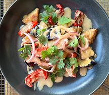 Хрустящие баклажаны с кунжутным соусом