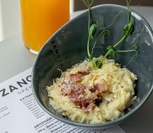 Паста орзо с беконом