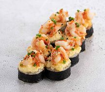 Запеченный ролл с креветкой и сыром (8 шт)