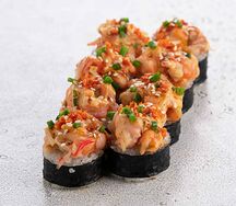 Запеченный ролл с лососем и крабом (8 шт)