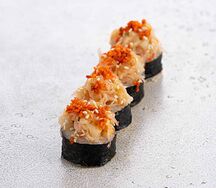 Запеченный ролл с крабом и гребешком (4 шт)